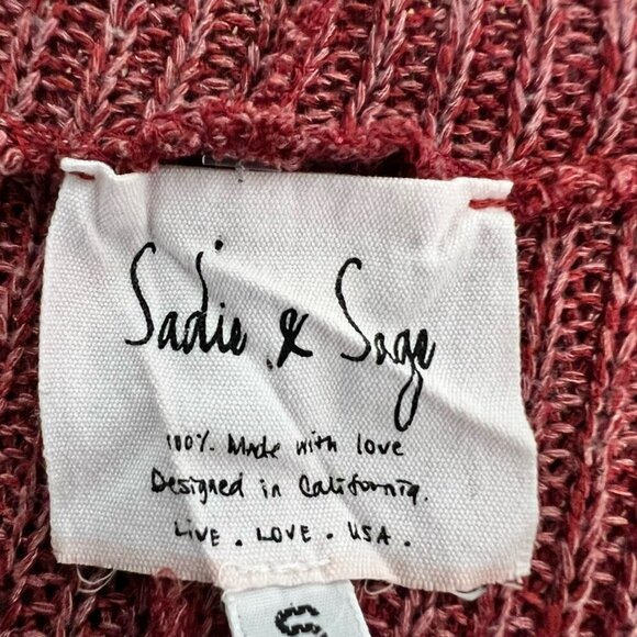 Sadie & Sage Womens Sweater Red Marled Long Sleeve Hi Low V Neck Hooded S - Picture 10 of 10